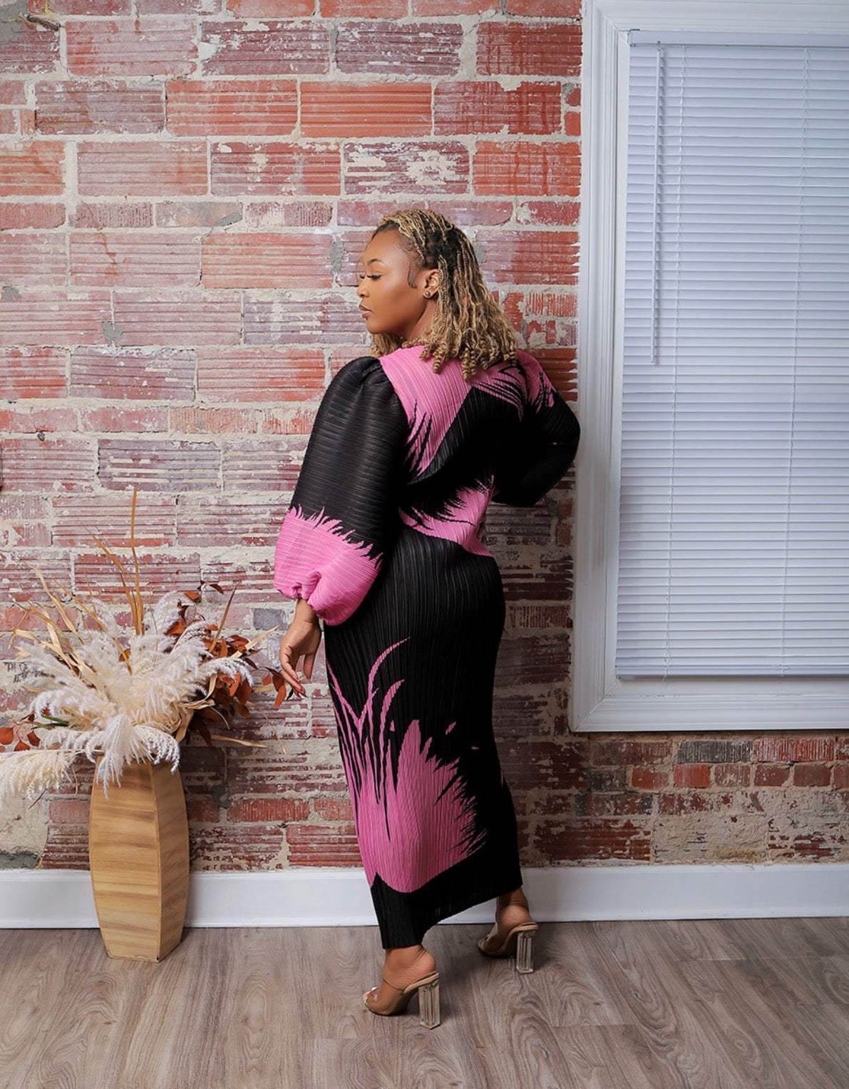 Pink Majesty Pleated Maxi Dress