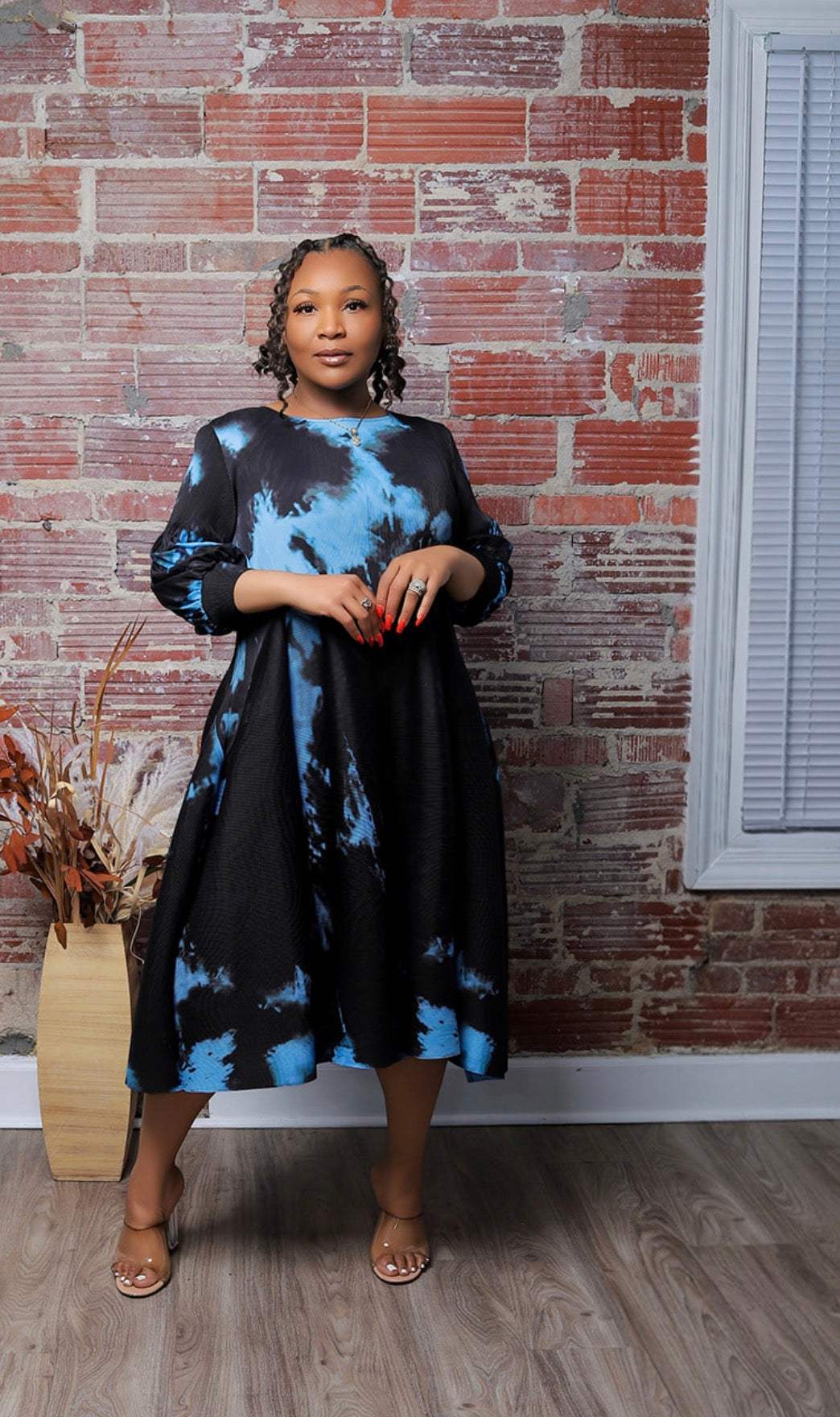 watercolor midi dress Midnight Watercolor Midi Dress