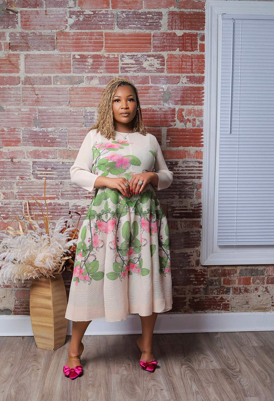 garden midi dress Blushing Length:52