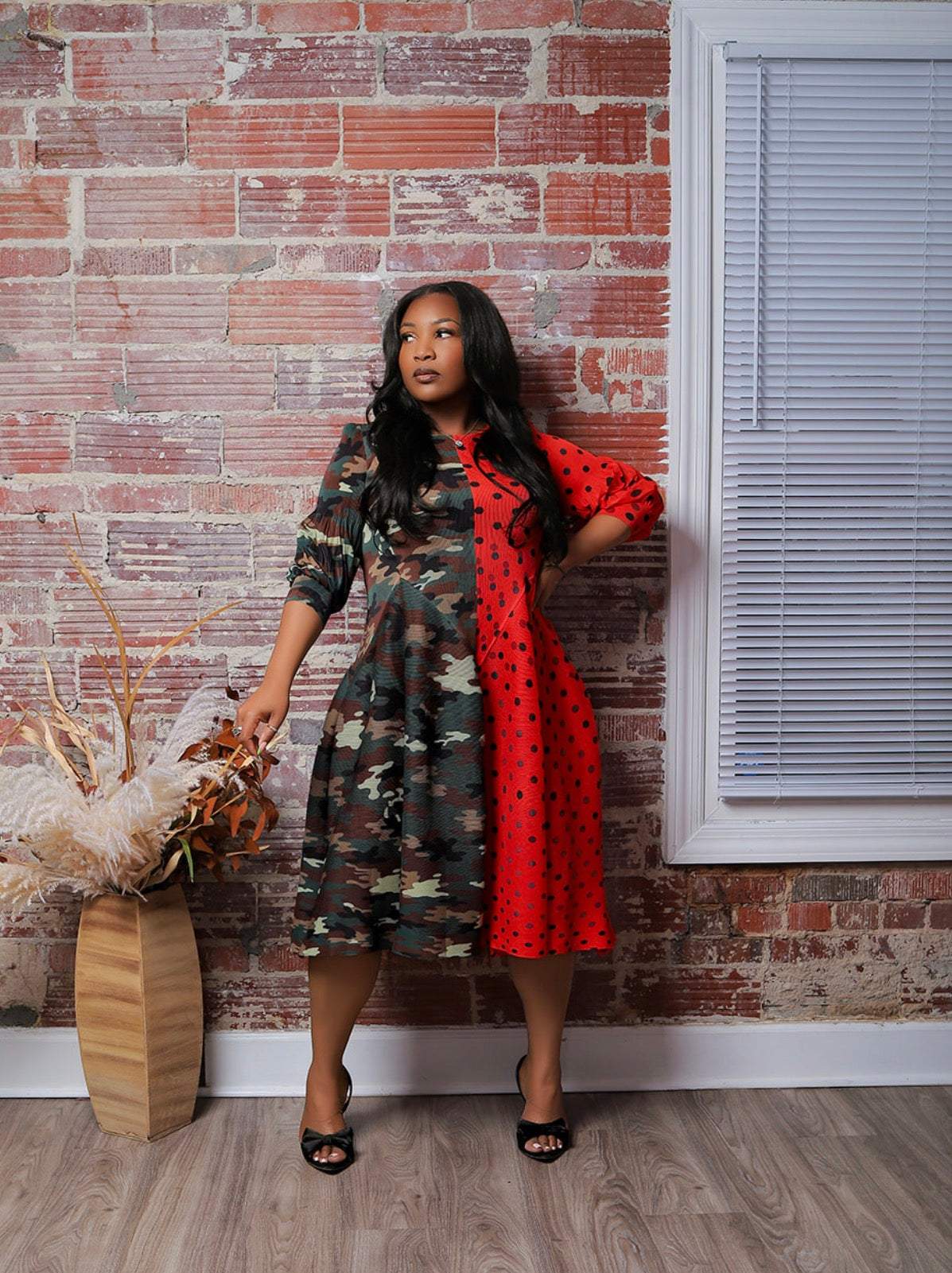 Dotted Meets Camo Dress – Jazz It Up Boutique