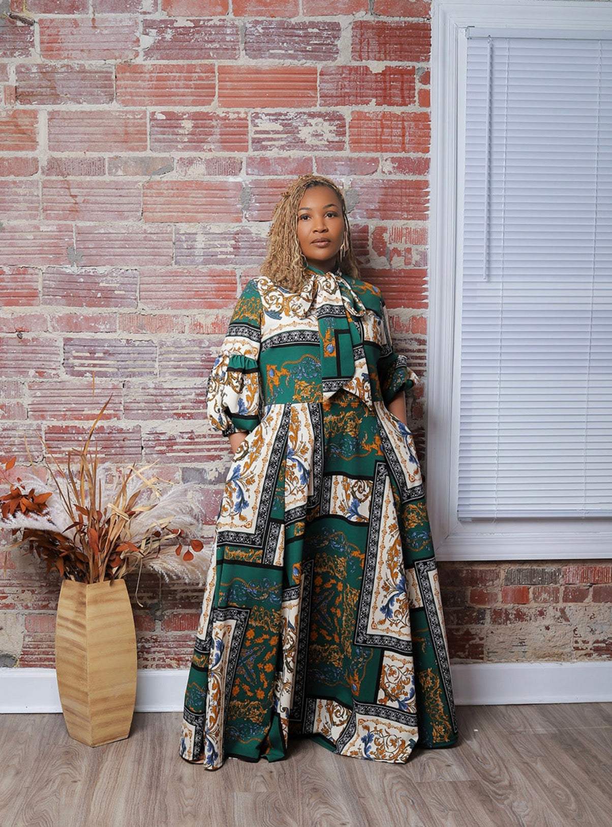 mosaic maxi dress Maxi Dress with Side Slits in Mosaic Mosaic / 2XL