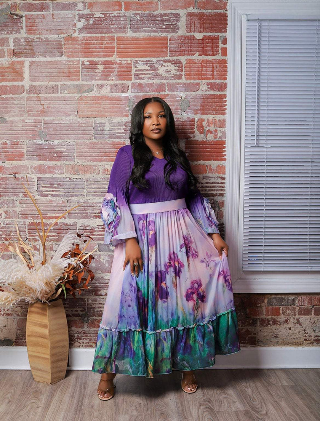 Purple Petals Maxi Dress